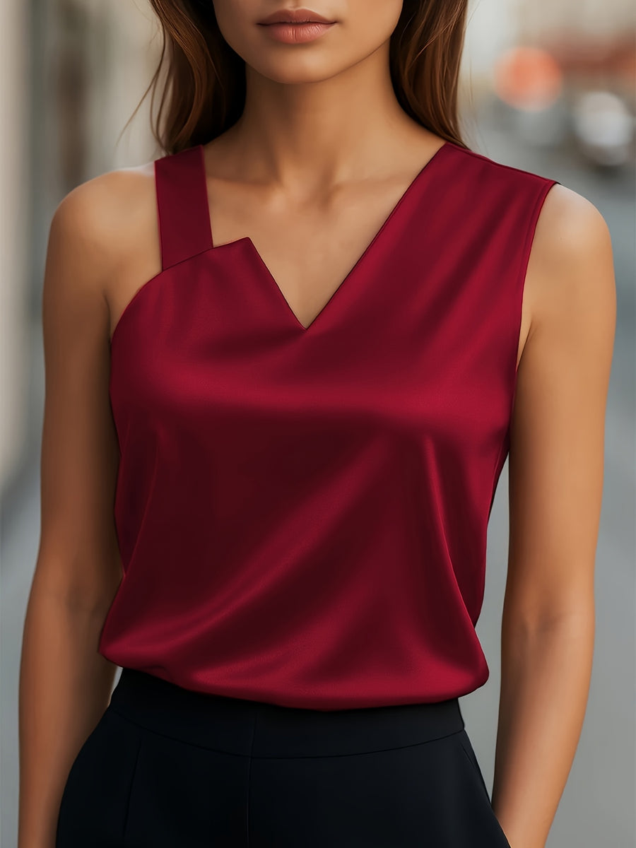 Women'S Irregular Strap Cami Top - Red