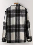 Men's Flannel Thickened Warm Casual Fashion Versatile Plaid Shirt Jacket - Black