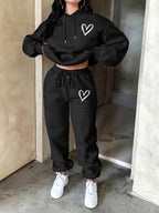 Women's Sweatshirt Set, Casual Cool Trendy Fashion Set for Women - Black
