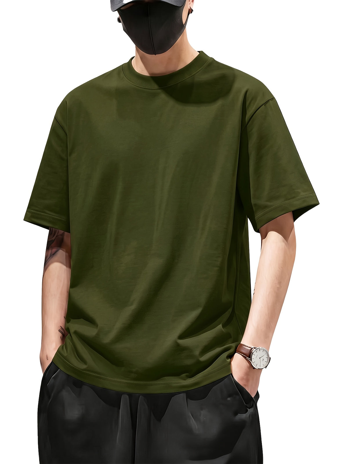 12pcs Men's Premium Pure Cotton Short-Sleeve T-Shirts in Light Gray, Army Green, Burgundy, Burgundy, Light Gray, Dark Gray, Khaki, Khaki, Black, Black, White, White. Men's Fashion T-Shirts, Men's Short-Sleeve Shirts, Soft and Comfortable. - Light Gray, Army Green, Burgundy, Burgundy, Light Gray, Dark Gray, Khaki, Khaki, Black, Black, White, White