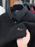Men'S Shirt Collar Knit Polo, Exquisite Metallic Letter Embroidery on Forearm, Understated Luxury Detail, Enhancing Single Item Quality, Reducing Clumsy Full-Area Prints - SINBOS - Black