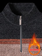 Minimalist Urban -Lined Half-Zip Sweater for Warmth and City Casual Wear - Tangerine