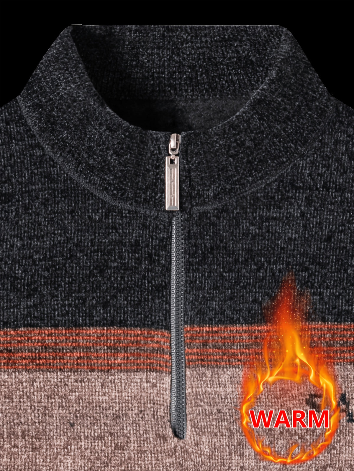 Minimalist Urban -Lined Half-Zip Sweater for Warmth and City Casual Wear - Tangerine
