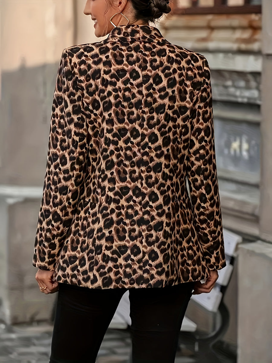 Women's Casual Elegant Leopard Print Simple Blazer - Multicolor