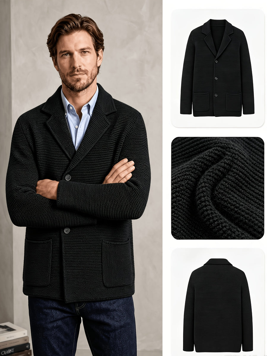 10 Colors Available High-End Style Autumn Winter New British Light Luxury Vintage Cardigan Old Money Style Knit Cardigan Sweater Commuter Autumn Winter Green Fruit Collar Warm Jacket - Black