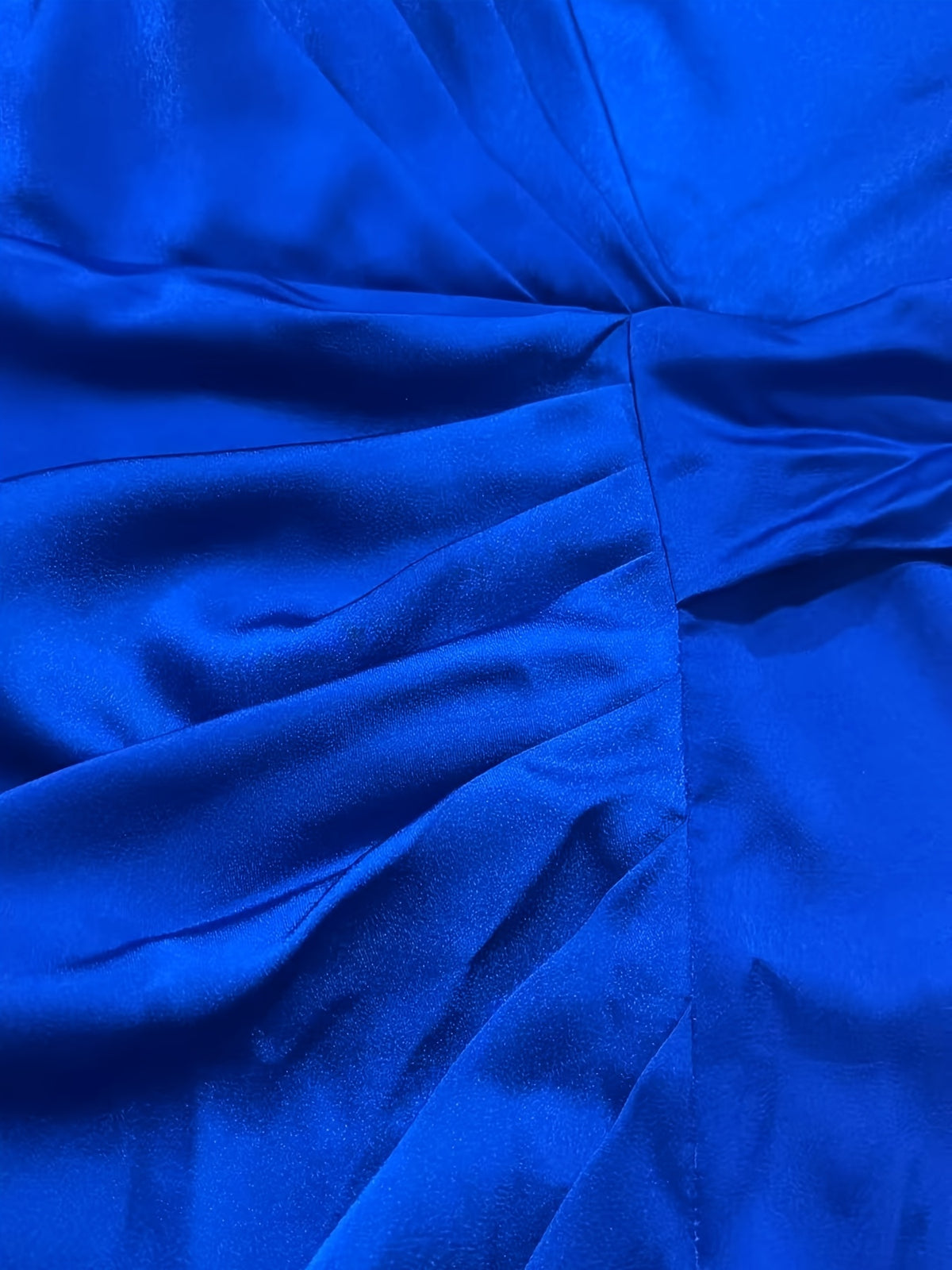 Elegant V-Neck Waist-Defining Pleated Satin Evening Gown for Women, Bridesmaid Dress for Wedding Season - Blue