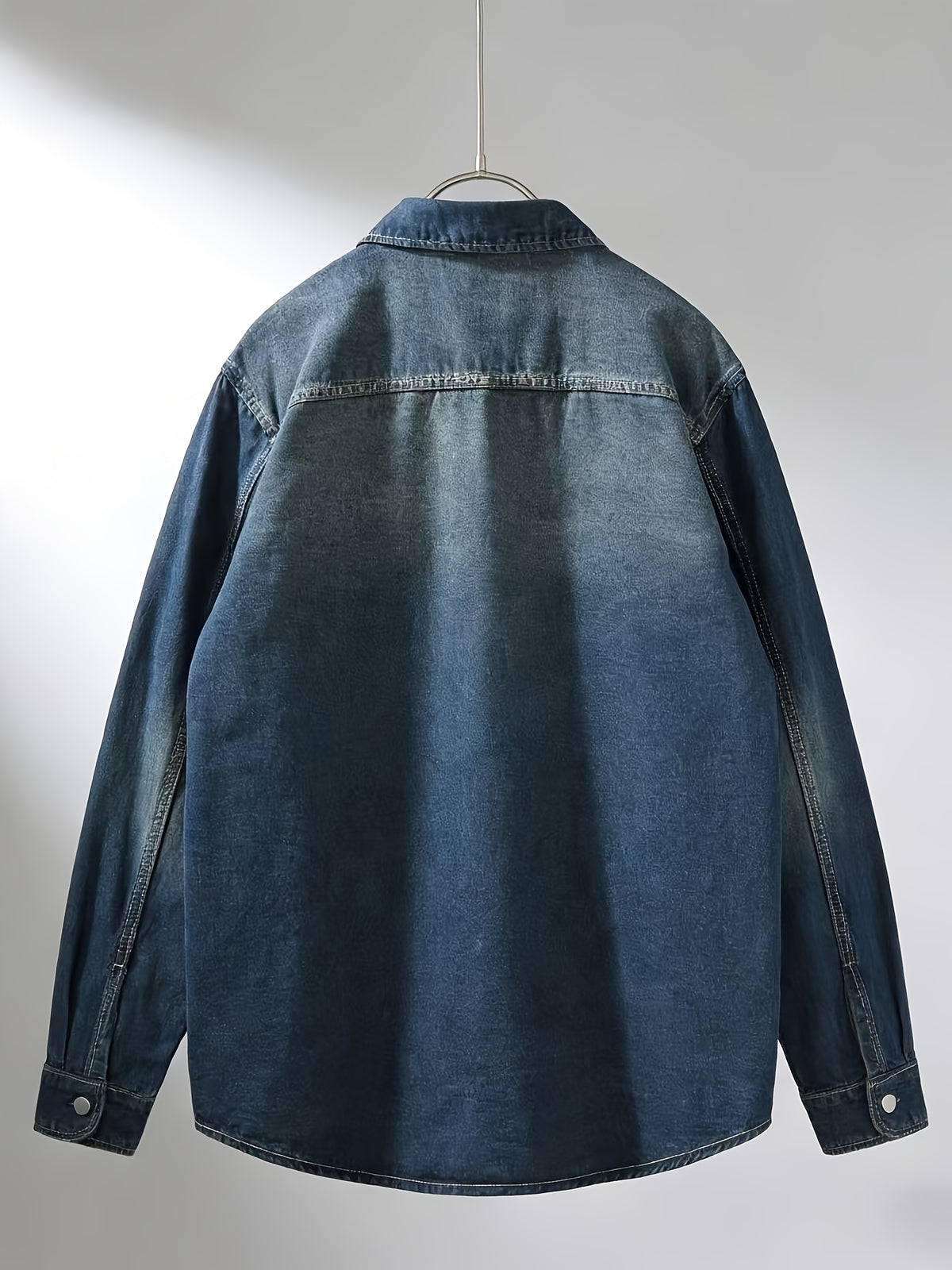 Men's Spring New Loose Fit Oversized Casual Jacket Vintage Versatile Non-Stretch Top - Sea Blue