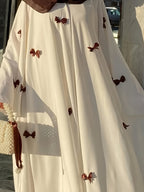 Middle Eastern Arabic Robe, Bow Long Dress, Loose, Women's Kaftan, Gown, Dress, Fashionable and Elegant, Alba Dress - Brown Bow