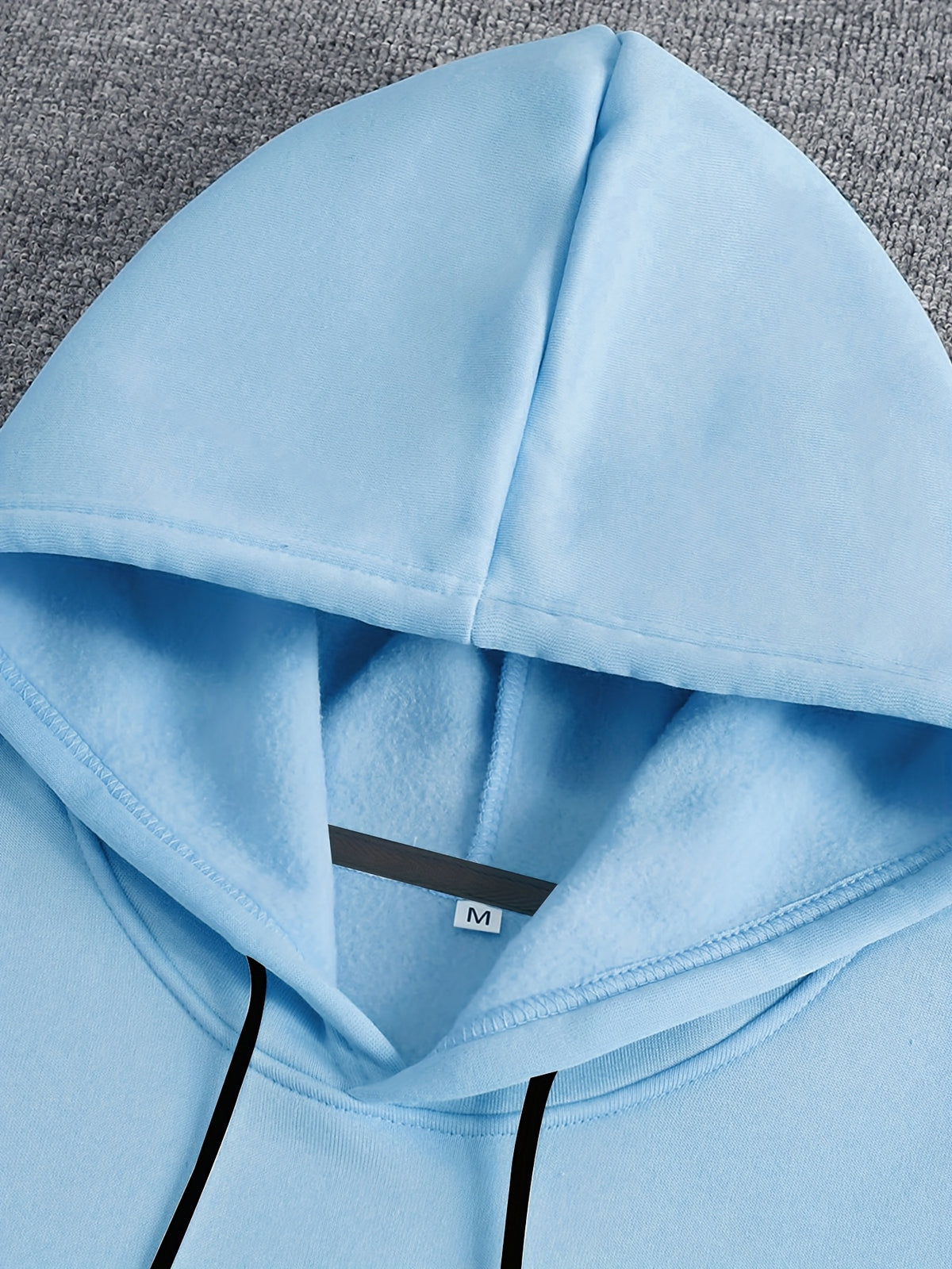 Men'S Autumn Winter Print Hooded Fleece Sweatshirt, Versatile Athletic Casual Loose Hooded Sweater - Light Blue
