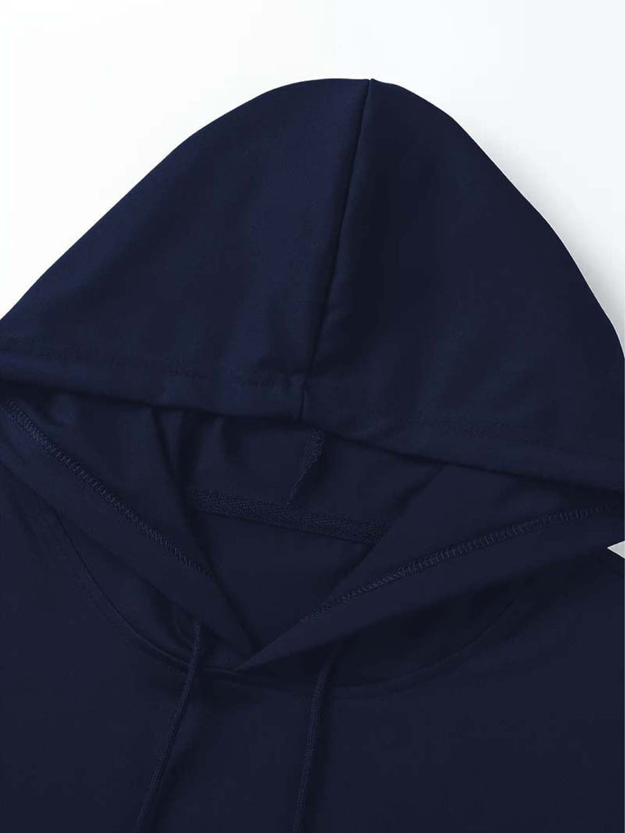 American Urban Element Style! BOSTON Lettering And BLACK & Golden Slogan Print, Hooded T-Shirt for City Sentiment - Navy Color
