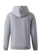 Men's Zip-Up Hooded Sweatshirt Cardigan Jacket with Simple Vertical Calvin English Print, Casual, Fashionable, Versatile, for Daily Commuting, Long-Sleeve Top - Light Grey