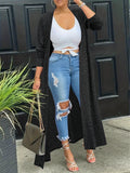 Plus Size - Plus Size - Women'S Fashion Plus Size Spring/Autumn New Versatile Long Outerwear - Deep Grey