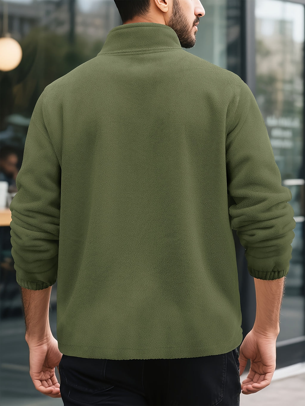 Men's Knitted Zip-Up Cardigan, Autumn/Winter Men's Jacket, Small Stand-Up Collar Design, Can Be Worn Alone or as a Layering Piece, Two-in-One Design with Pockets, Simple and Versatile, Men's Warm Sweater Cardigan - Olive