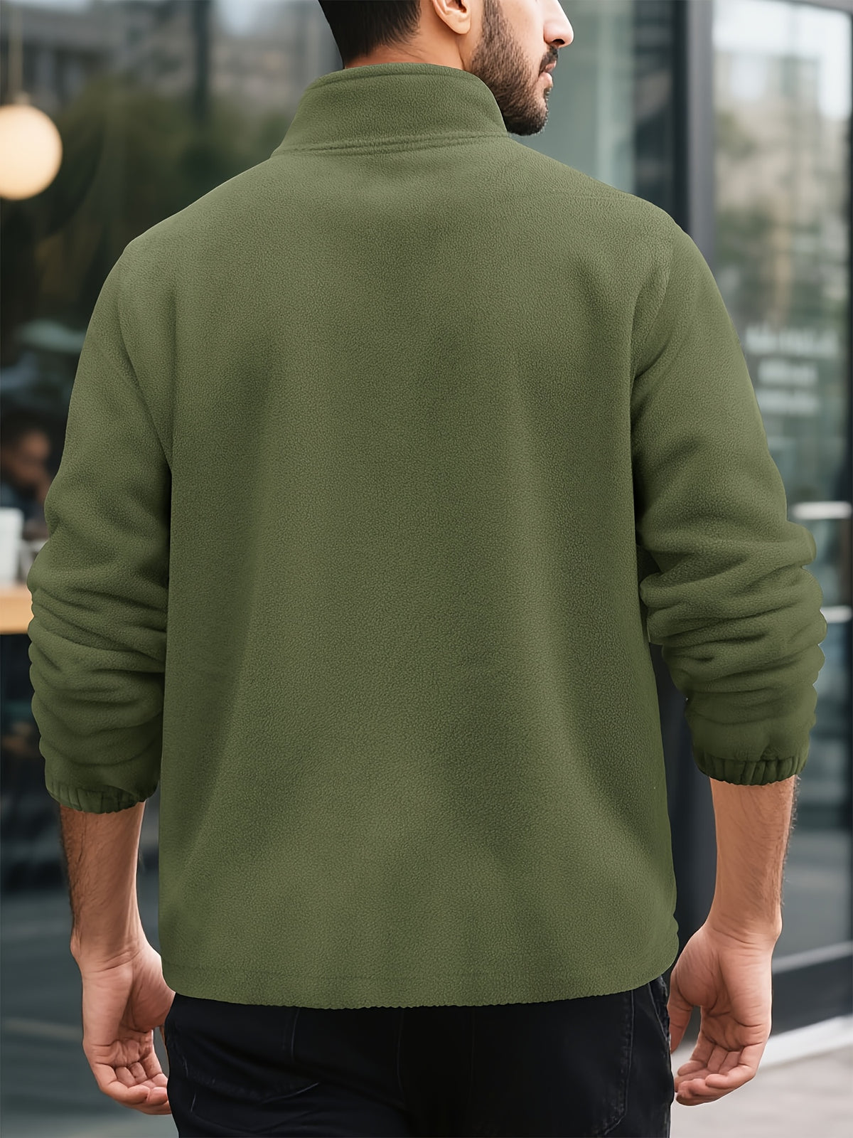 Men's Knitted Zip-Up Cardigan, Autumn/Winter Men's Jacket, Small Stand-Up Collar Design, Can Be Worn Alone or as a Layering Piece, Two-in-One Design with Pockets, Simple and Versatile, Men's Warm Sweater Cardigan - Olive