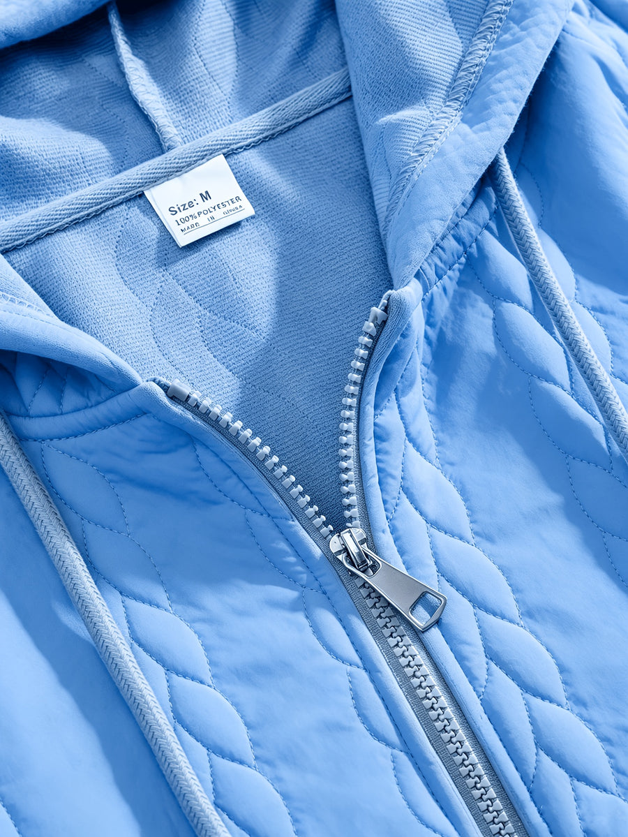 Autumn Winter Men'S Thick Jacquard Long Sleeve Cardigan Hoodie, Comfortable Warm Fabric with Trendy Print, Suitable for Daily Outings, Outdoor Sports, Travel, And Vacation, Lightweight Comfortable Regular Fit, Ideal for Beach, Hiking, Evening Wear - Sky Blue