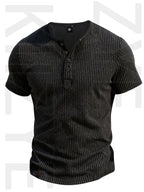 Pearson OBM Men's High-Quality Clothing - Men's Heavy-Duty Henley Shirt - Single-Button Collar & Chest Placket, Casual Button-Front Blouse, Thick, Soft, and Comfortable Fabric, Machine Washable Solid Color Sweater - Versatile for Smart-Casual - Black