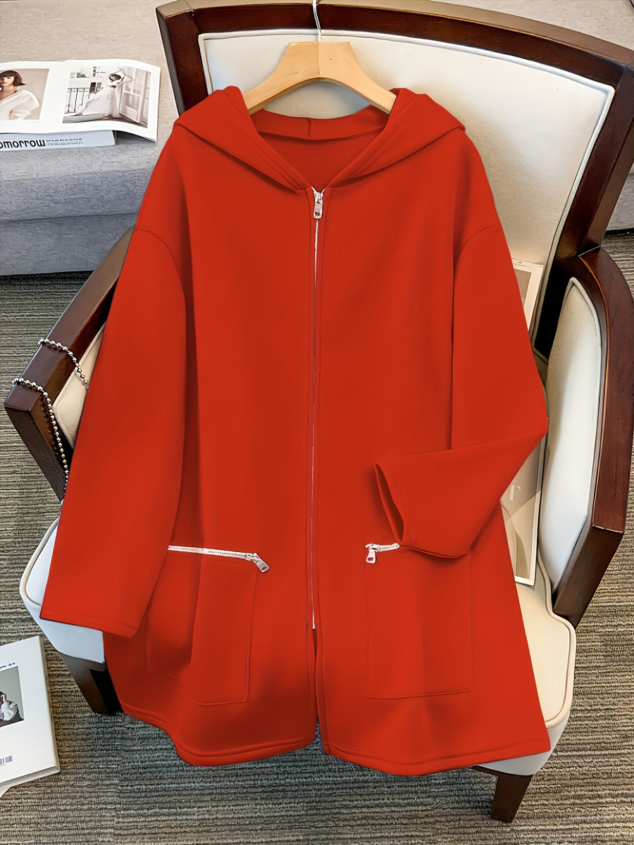 Women'S Fashion Jacket Zip-Up Coat - Red
