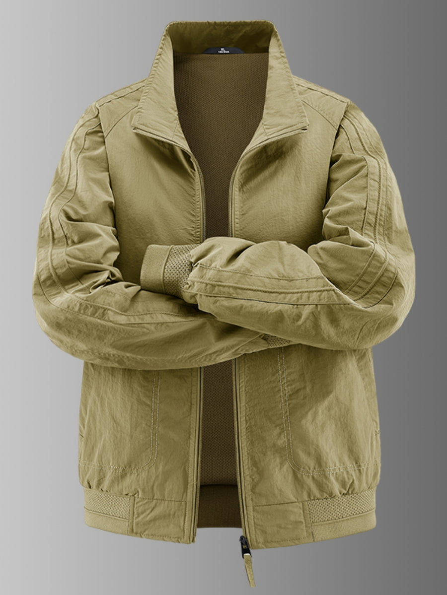 New Spring/Autumn Business Jacket, Sporty Casual Outdoor Stand Collar Jacket for Men - Khaki 1
