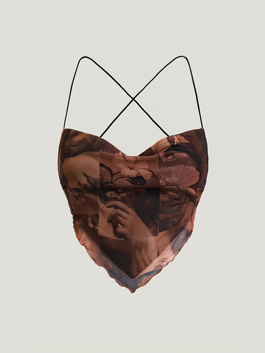 Women'S Stylish Printed Strapless Halter Top - Mixed colors
