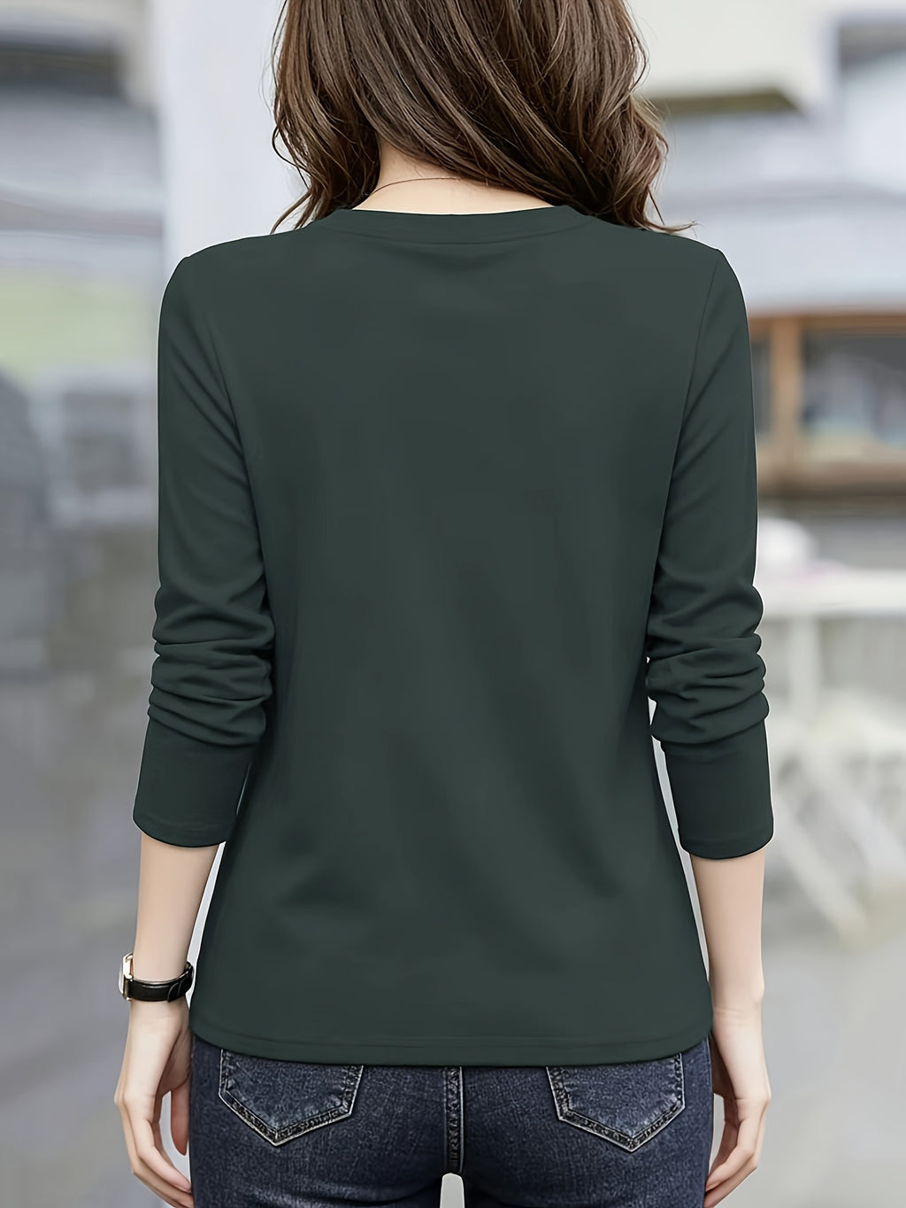 Elegant Fashionable Women'S Top | Solid Color, Regular Length, Suitable For Spring/Summer - Dark Gray