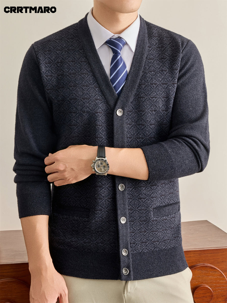 Men's Knit Cardigan, Warm Casual Layering Top for Fall and Winter - Black Gray