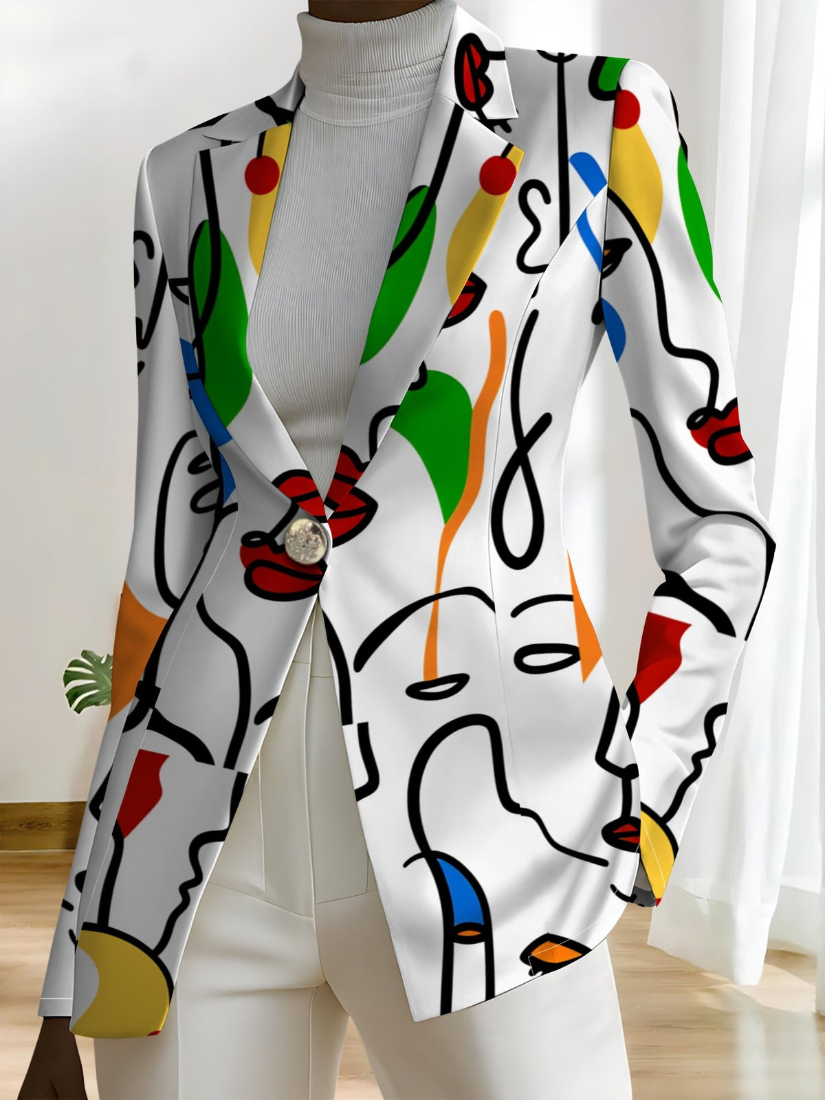 This Stylish And Elegant Women'S Blazer Is Designed Specifically for Spring And Autumn Seasons. As a Versatile Lapel Jacket, It Is Suitable for a Wide Range of Occasions, Offering a Look That Is Both Creative And Highly Fashionable - Color On White Background