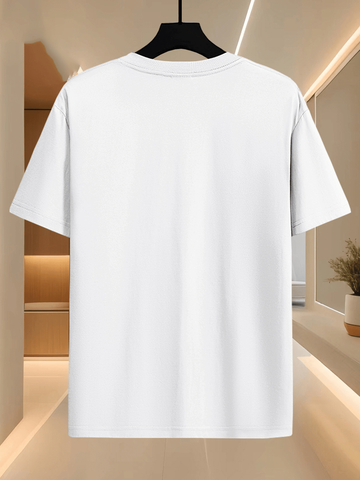 Men's Casual T-Shirt, Featuring a Silhouette Print of an Airplane Runway. The Design Is in Black And White, Evoking a Sense of Heading Towards a Distant Place. It Has a Regular Fit And Is Highly Versatile for Daily Wear - White
