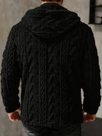 Men'S Casual Solid Color Hooded Jacket, Suitable for Autumn/Winter Outings, Men'S Plush Cardigan Men'S Snow Parka Hooded Cardigan Men'S Teddy Fleece Cardigan - Black