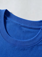 Short Sleeve T-Shirt Top, Crew Neck, Pure Cotton, Crew Neck, Popular Summer Travel Time, Suitcase, Globe, Luggage Tag Illustration Design, Versatile Style, Holiday, Breathable Pattern Print, New Summer Fabric, Comfortable for Daily Outings - Royal blue color