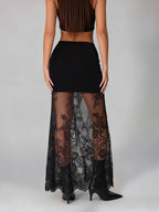 New Summer Women's Fashion Lace Skirt, Versatile Party Wear, Sexy and Elegant Outfit, Flattering and Lace Dress - Black