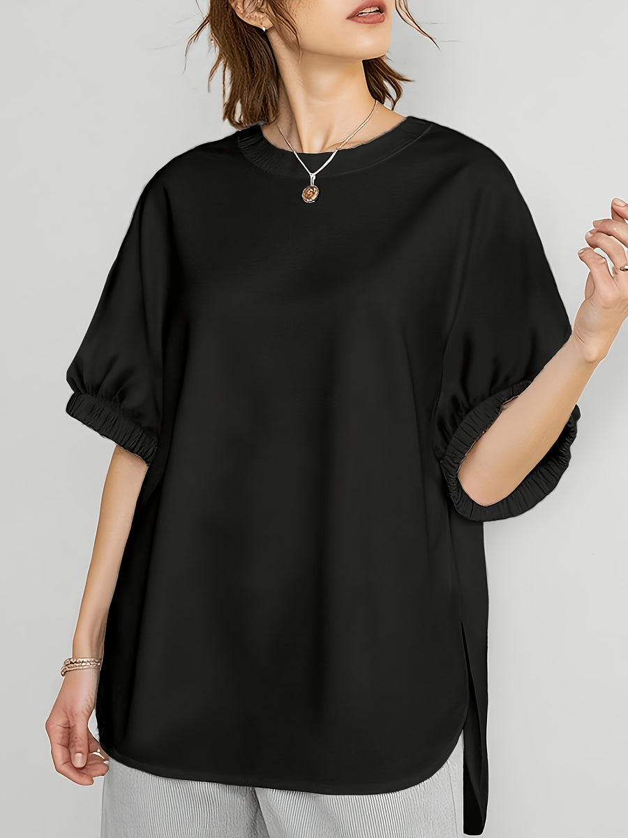 Gentle And Easy, Loose Short Sleeves, Comfortable And, Lazy Style T-Shirt - Black