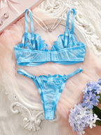 Plus Size Sexy Lingerie Set 2026 Women's Pure Desire Fun Underwear and Panty Set - Sky Blue