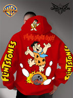 Warner Official Men's Hoodie, Stone Primitive for Man Bowling Impact Funny Anime Printed Design, Machine Washable, Warm and Casual for Autumn and Winter, Daily Drawstring Hoodie, Multi Functional Sports and Leisure Loose Version - Red