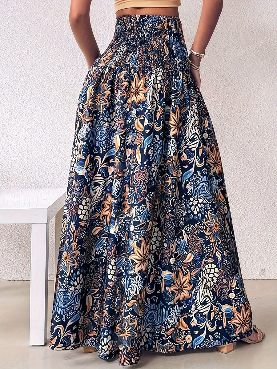 Women's Bohemian Print Pleated Waist Skort - Mixed colors