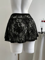 Women'S Sexy Nightclub Sheer Lace Mini Skirt, Valentine'S Day Gift "Circle Direction" - Black