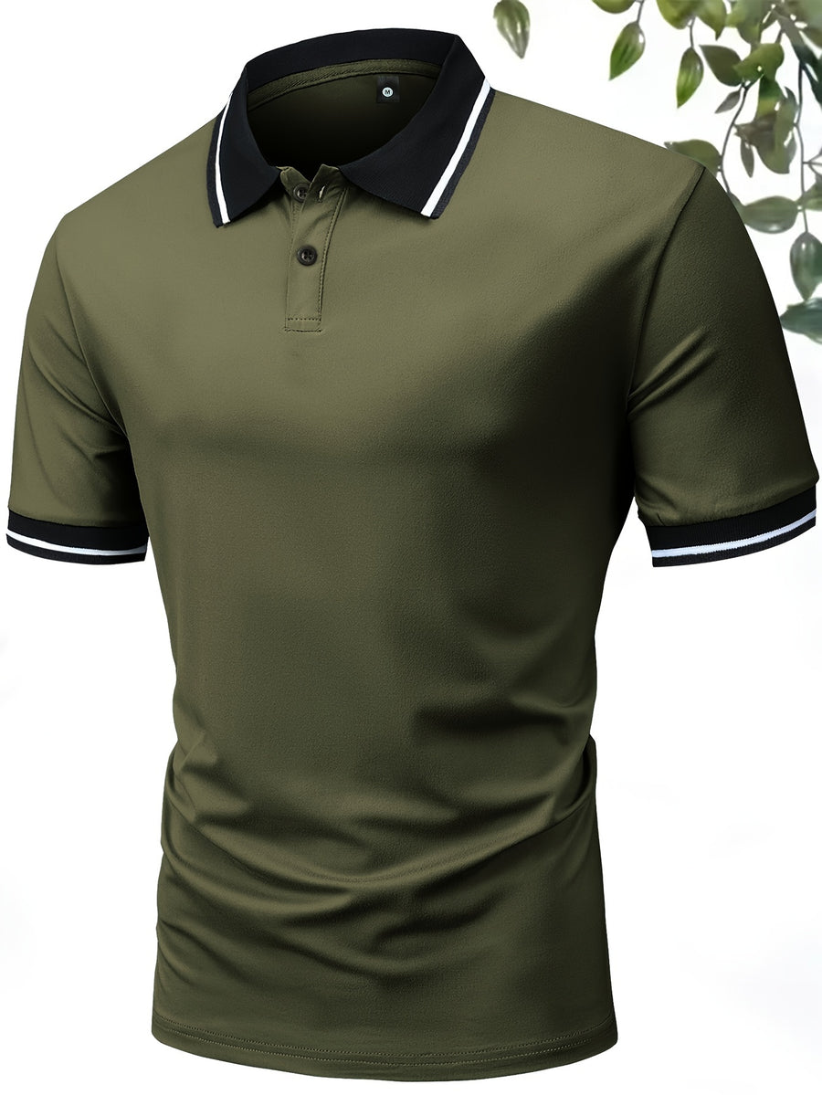 5pcs Summer Lapel Men's Shirts, Solid Color Plain Short Sleeve Shirts, Multi-Color Workwear, Casual Sportswear, Men's Executive Tops - Mixed Color 4