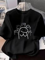 Fun Flork Prayer/Gratitude Print T-Shirt, 2026 Summer Versatile T-Shirt for Women, Stress-Relief Humorous Art Short-Sleeve Top, Original Design Fashionable Half-Sleeve - Black