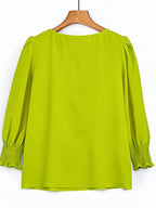 2503 Women's Casual Minimalist Solid Color Shirt Top - Yellow-green