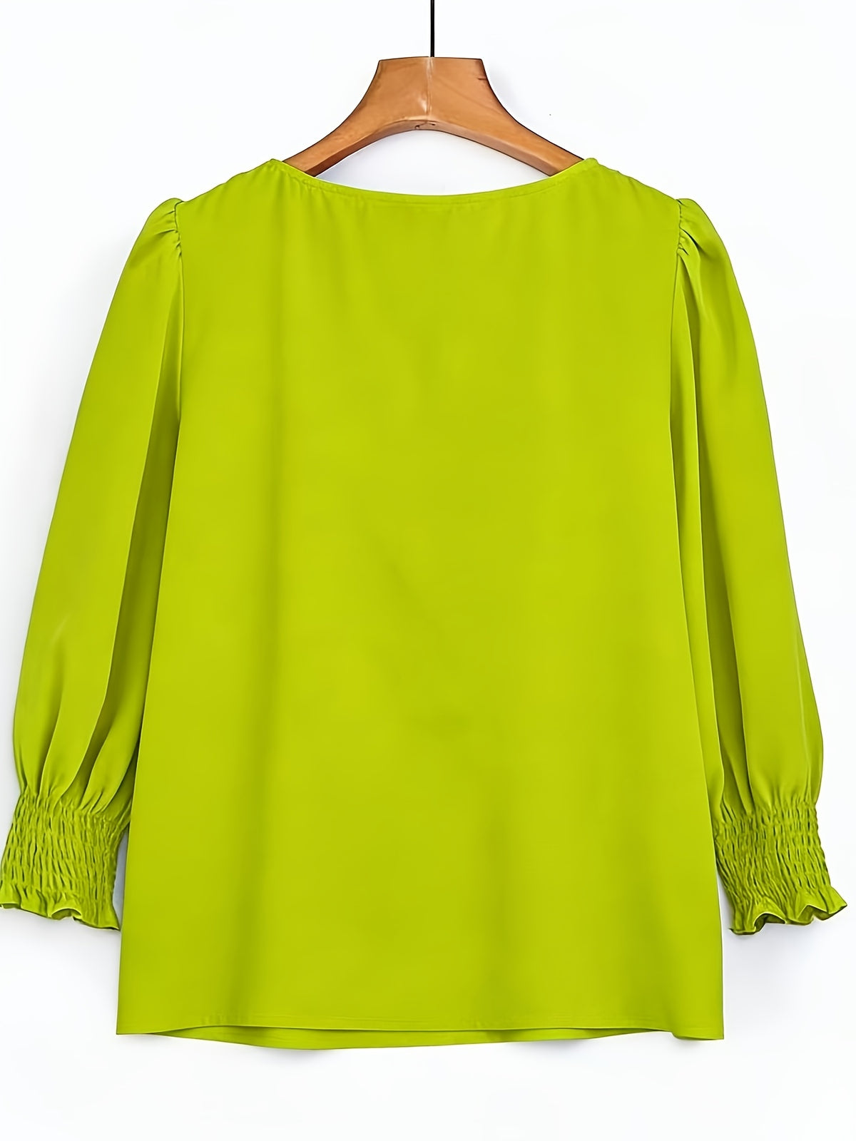 2503 Women's Casual Minimalist Solid Color Shirt Top - Yellow-green