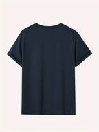 Men's T-Shirt with Letter A Print - Casual Wear - Navy Color