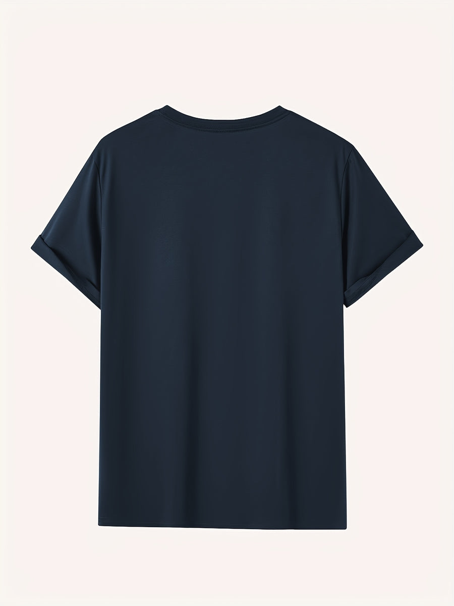 Men's T-Shirt with Letter A Print - Casual Wear - Navy Color