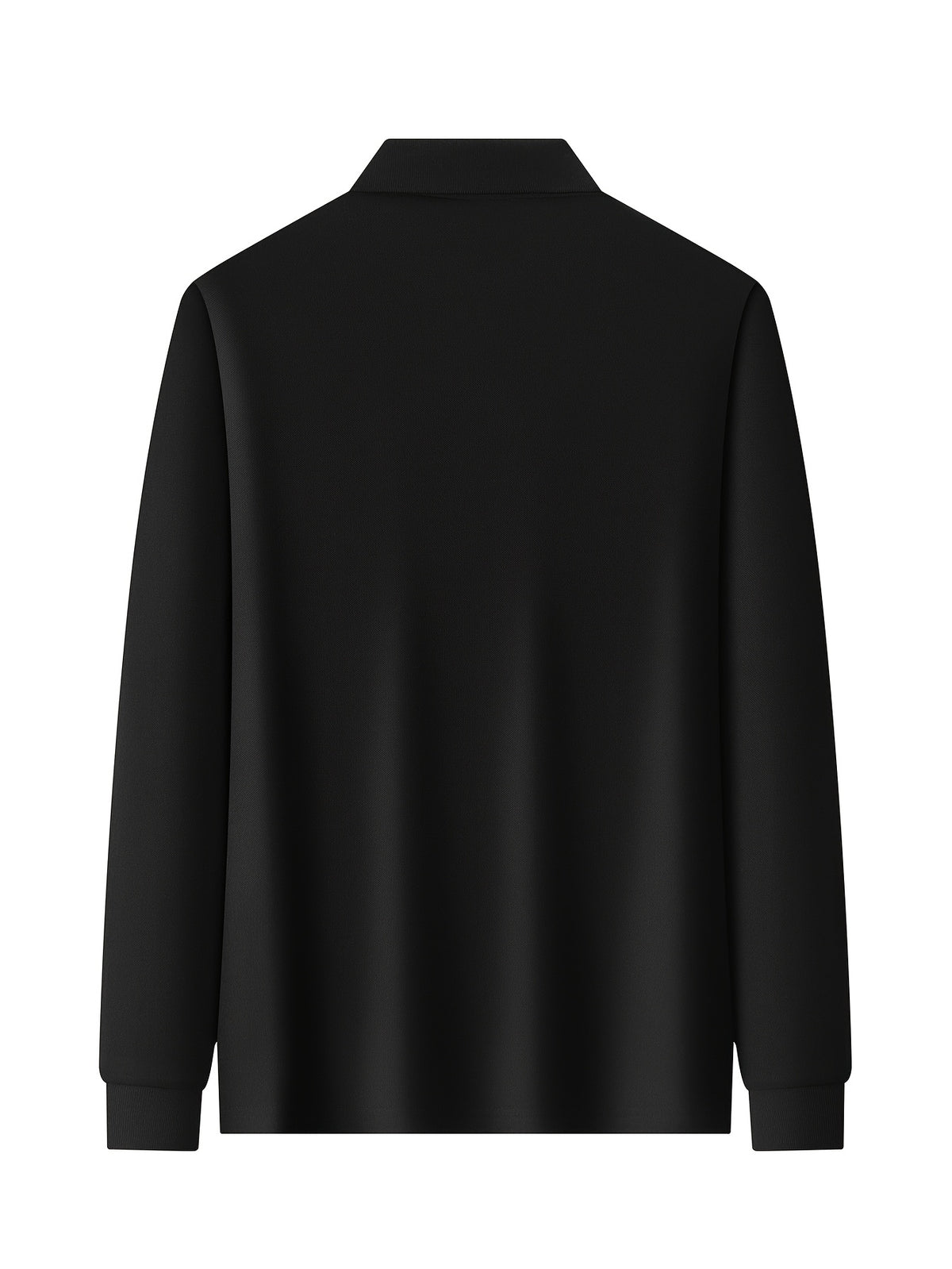 Fresh Solid Color Easy Lapel 3-Button Design Spring Autumn Casual Commute All-Match Men'S Long Sleeve POLO Shirt - Black