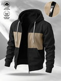 Men'S Versatile Fashion Casual Hooded Zip-Up Cardigan Sweater Jacket WJ5748 - Black