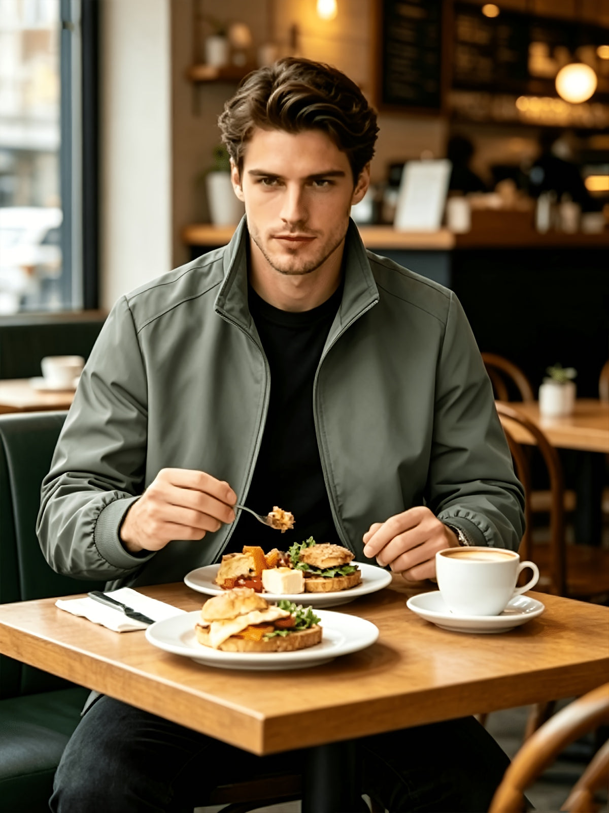 New Autumn High-End Stand Collar Top American Trend Casual Jacket Men'S Wear - fern green