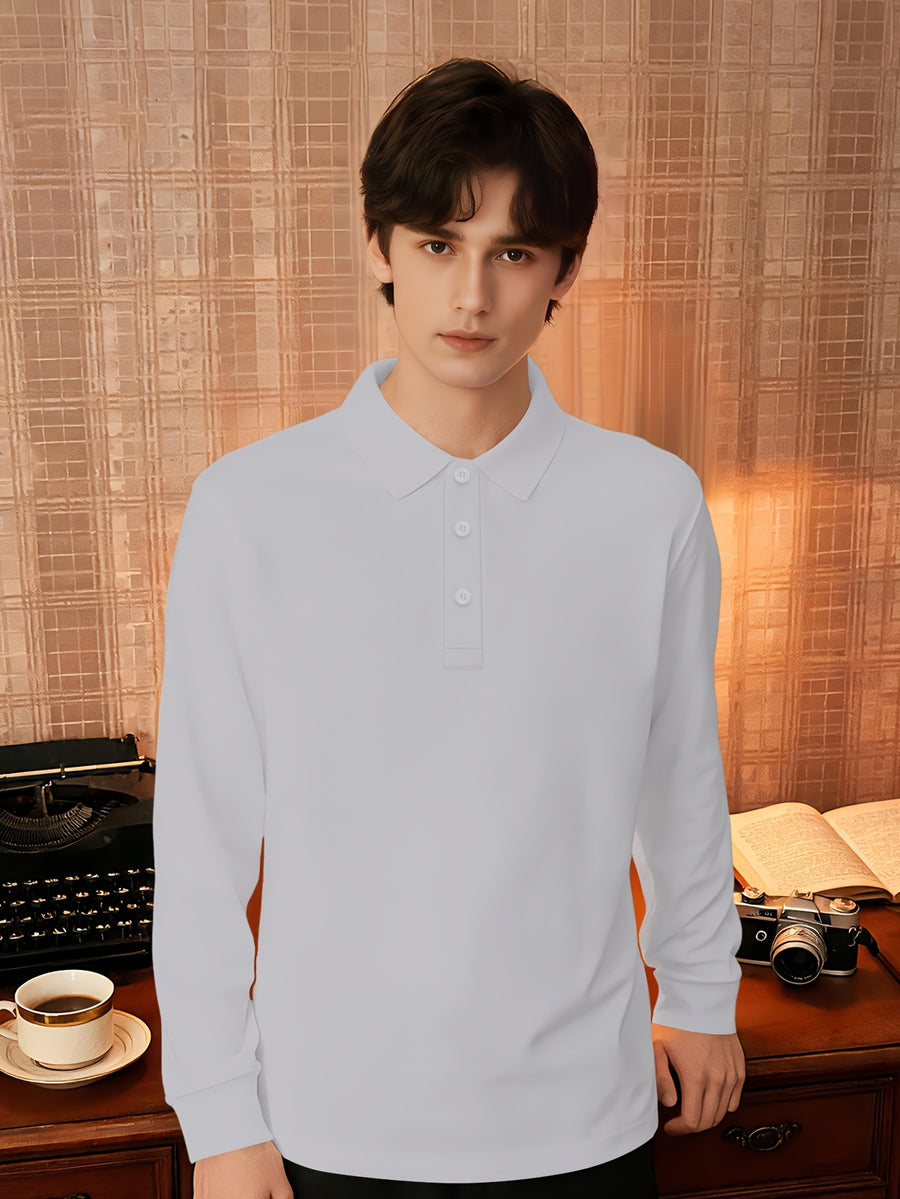 2026 New Fit Easy Premium Skin-Friendly Durable Casual Business Wear Men'S Long Sleeve POLO Shirt - Grey