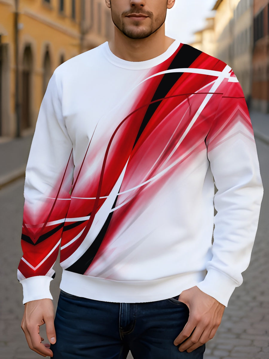 2pcs Men's Crew Neck Sweatshirt - Casual Printed Top, Outdoor Leisure Crew Neck Sweatshirt, Basic Versatile Style with Print - Mixed colors