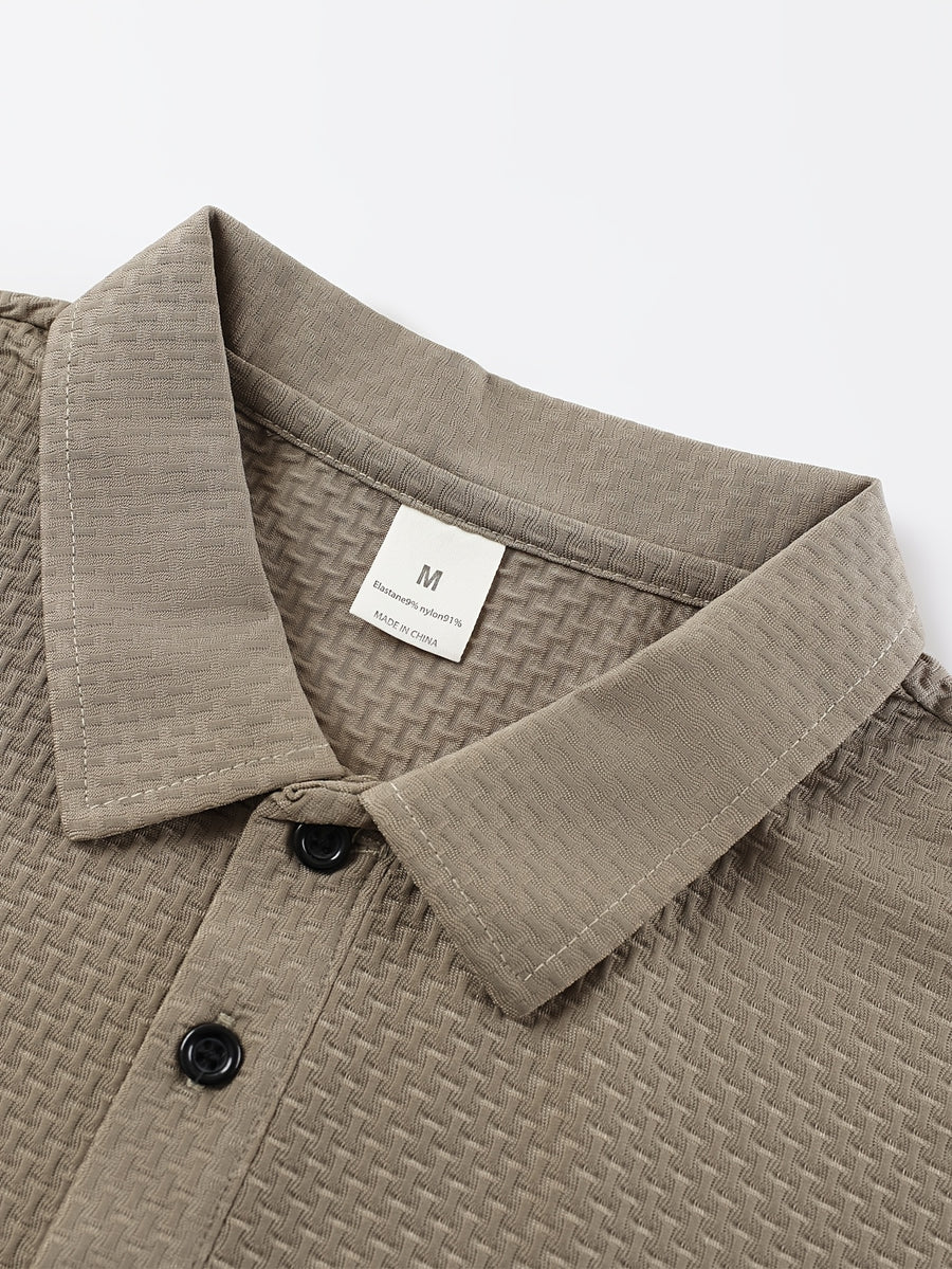 Classic Solid Color Short-Sleeve Men'S Polo Shirt, Home Casual Shirt - Khaki