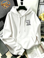Halloween/Back to School/Date Night/Father'S Day Gift Choice - Sketch Style Cute Little Mouse Print Hoodie - Men'S Essential Hoodie with Pockets And Drawstring Design, Ideal for Warmth, Perfect for Casual Wear Or Outdoor Activities - Unisex - White
