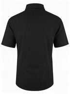 Men'S Summer Casual Short Sleeve Shirt, Outdoor Leisure Sports Print Lapel Comfortable Short Sleeve - Black