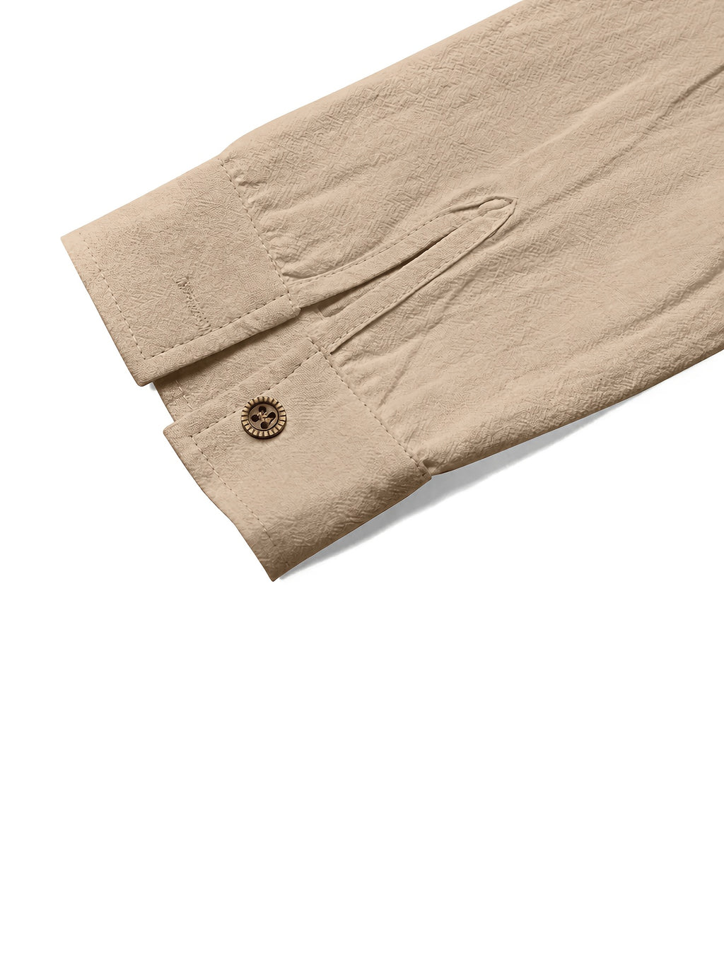 Men's Linen Pullover Shirt - Retro Vertical Pleat Collar & Round Neck, Loose Fit Long Sleeve Suitable for Daily Wear, Travel, Beach Outfits, Spring Summer Fall Casual Top, Machine Washable Solid Color Shirt - Khaki